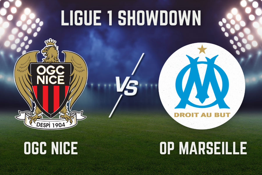 the official logos of marseille and nice ligue 1 teams
